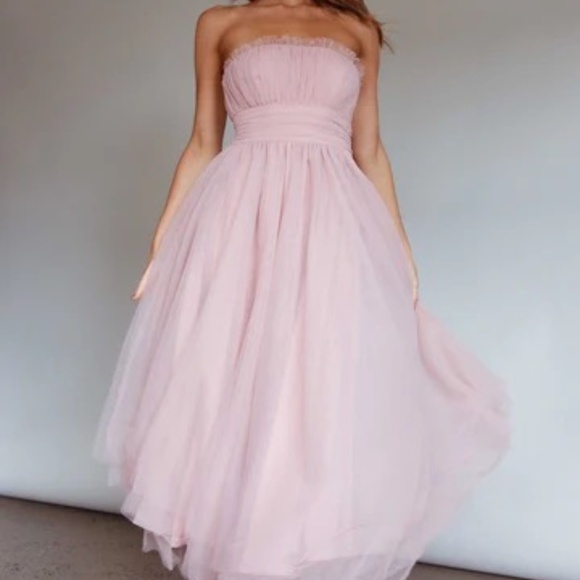 Fayette Strapless Mess Midi Dress - Picture 1 of 8